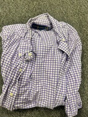 Ralph Lauren Lavender and White Gingham Button-Down Shirt